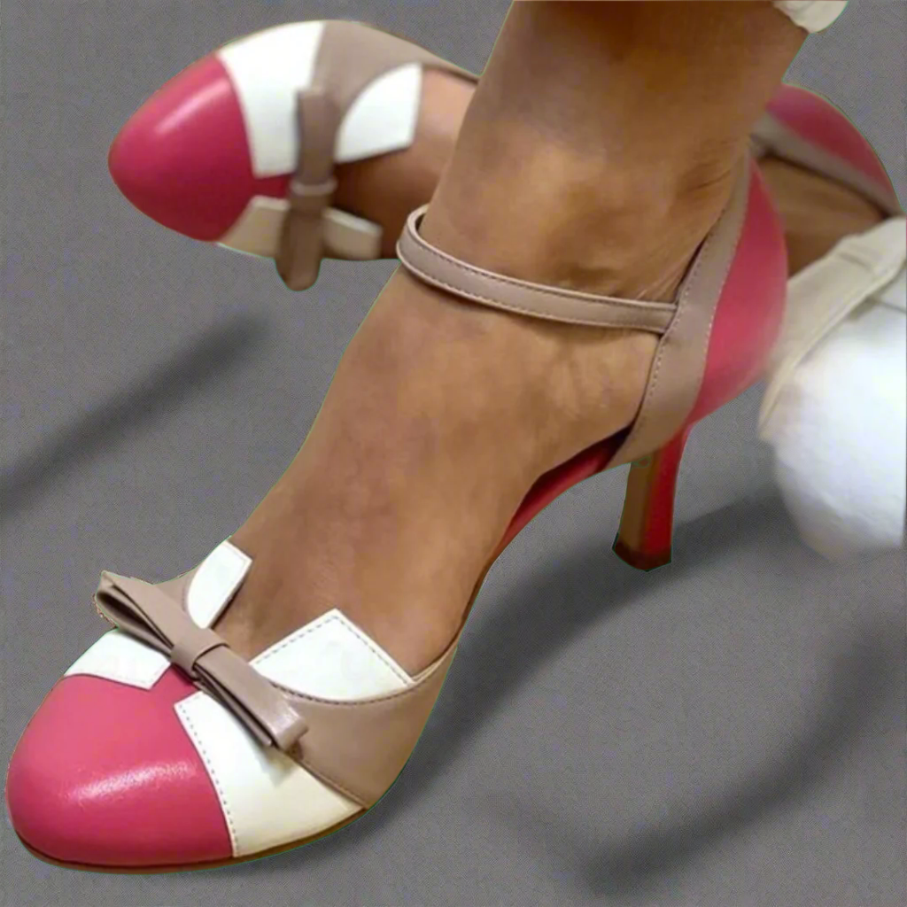 LUCINDA | Elegant colour block décolleté with a pretty ribbon embellishment