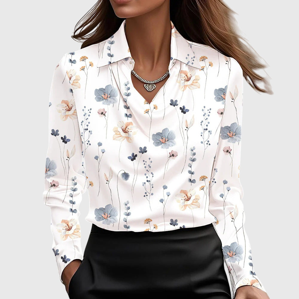 Brooklyn Elegant Women’s Blouse – Luxe Shine, Flattering Draping, Flowing Fit
