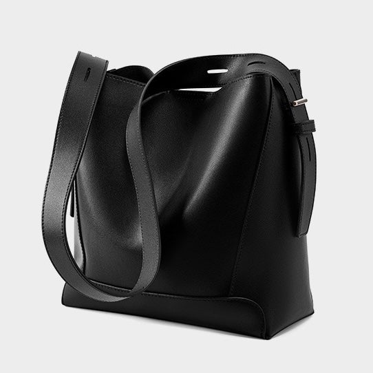 Genuine Leather Oversized Bucket Bag – Crossbody & Shoulder Style