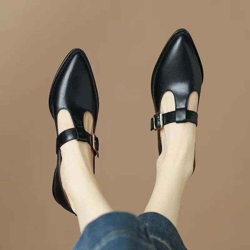 Pointed Toe Solid Heels Shoes