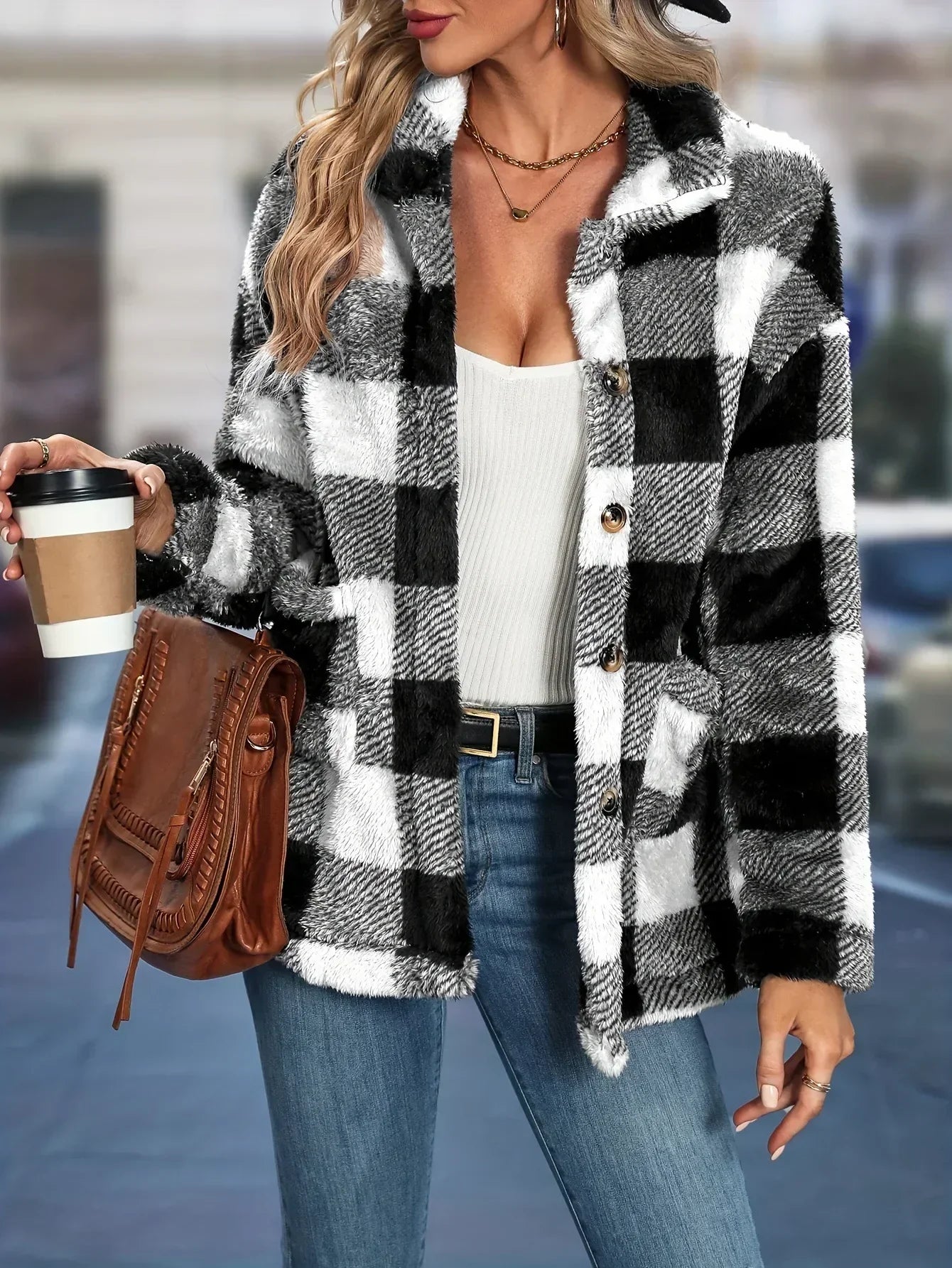 Carla Casual Checked Autumn Lightweight Cotton Blend Versatile Jacket