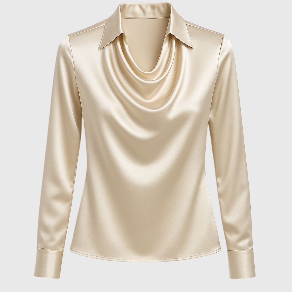 Brooklyn Elegant Women’s Blouse – Luxe Shine, Flattering Draping, Flowing Fit