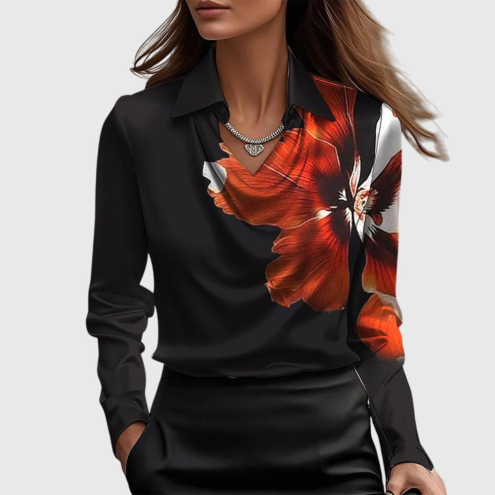 Brooklyn Elegant Women’s Blouse – Luxe Shine, Flattering Draping, Flowing Fit