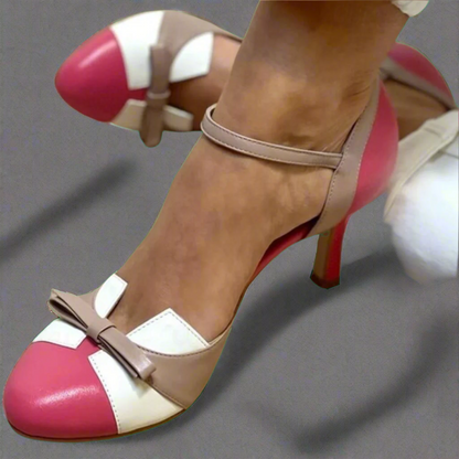 LUCINDA | Elegant colour block décolleté with a pretty ribbon embellishment