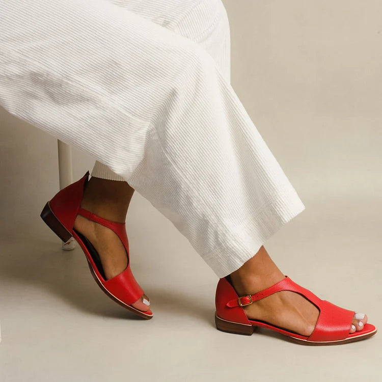 ALBINA | Elegant open-toe low sandals with strap for a refined look