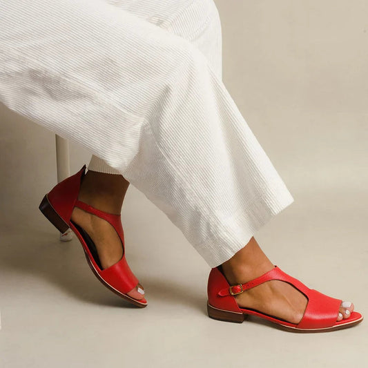 ALBINA | Elegant open-toe low sandals with strap for a refined look