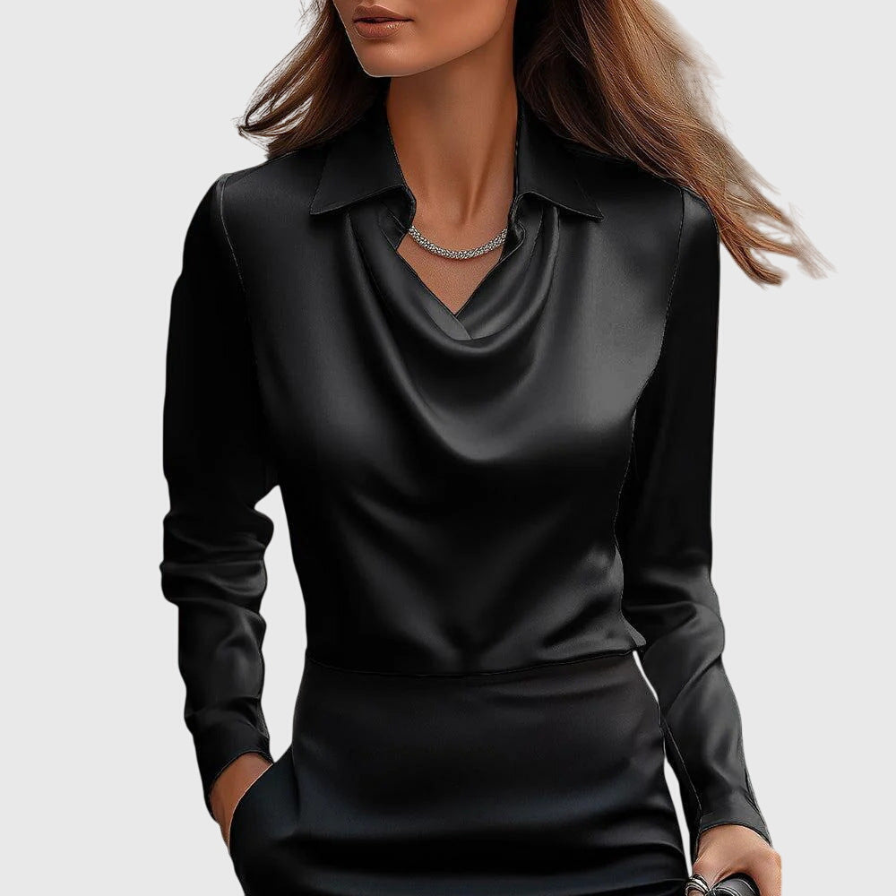 Brooklyn Elegant Women’s Blouse – Luxe Shine, Flattering Draping, Flowing Fit