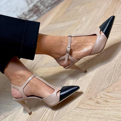MIRELLA | Elegant Two-Tone Pointed Toe Court Shoe for a Sophisticated Style