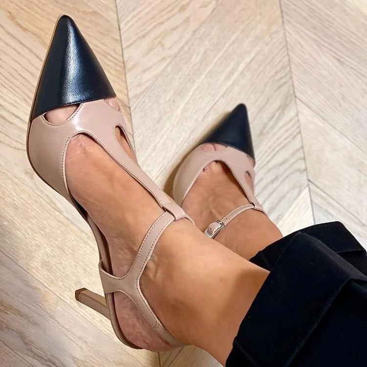 MIRELLA | Elegant Two-Tone Pointed Toe Court Shoe for a Sophisticated Style