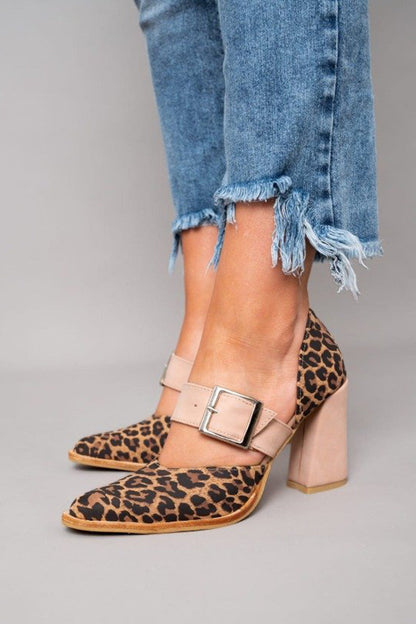 Avano™ | Elegant leopard print suede sandals with a stable heel and superior comfort