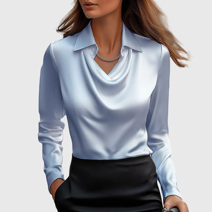Brooklyn Elegant Women’s Blouse – Luxe Shine, Flattering Draping, Flowing Fit