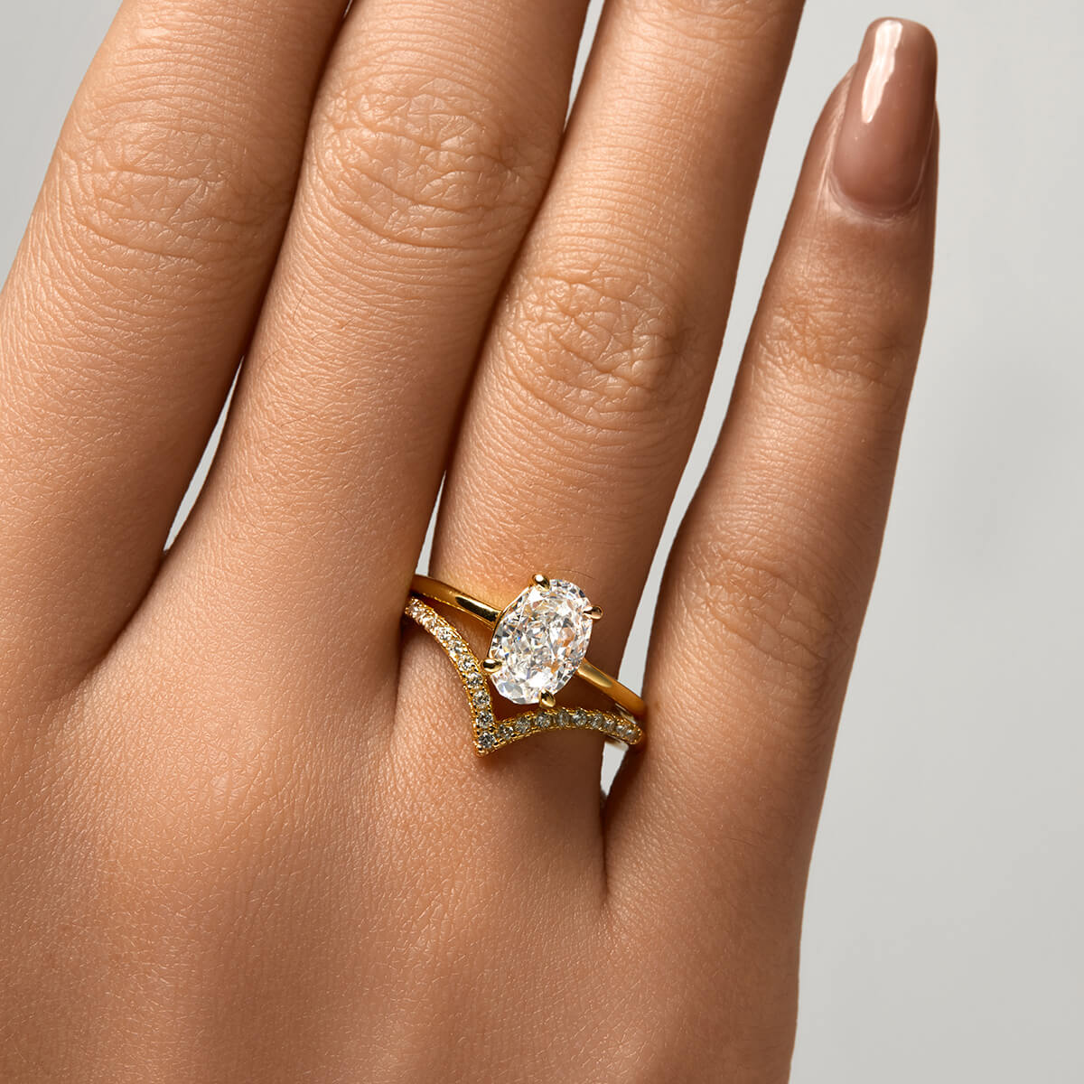 Pavé Wishbone V | Stacking Ring