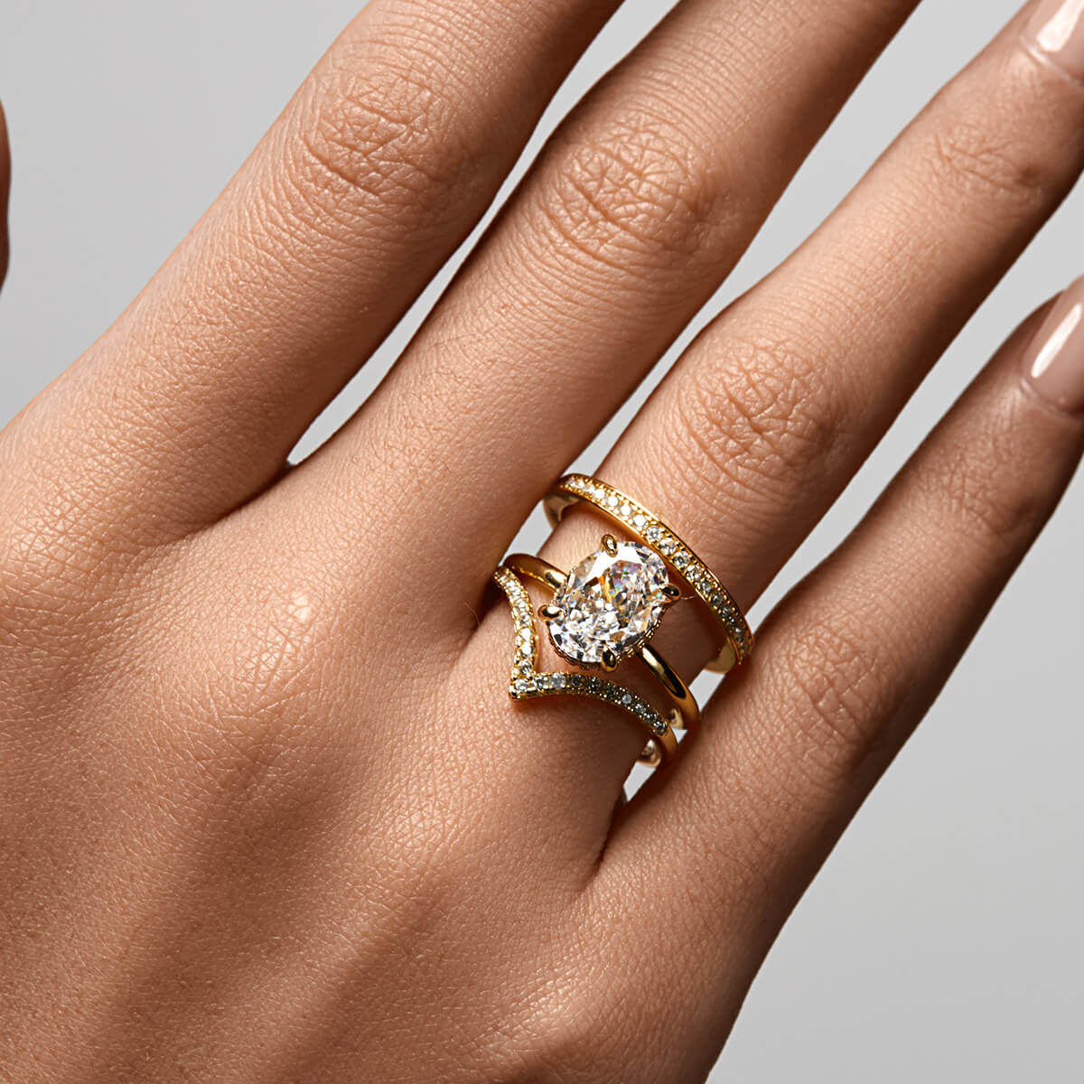 Pavé Wishbone V | Stacking Ring