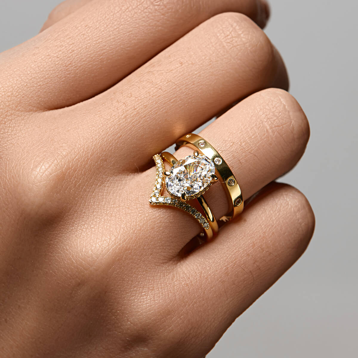 Pavé Wishbone V | Stacking Ring