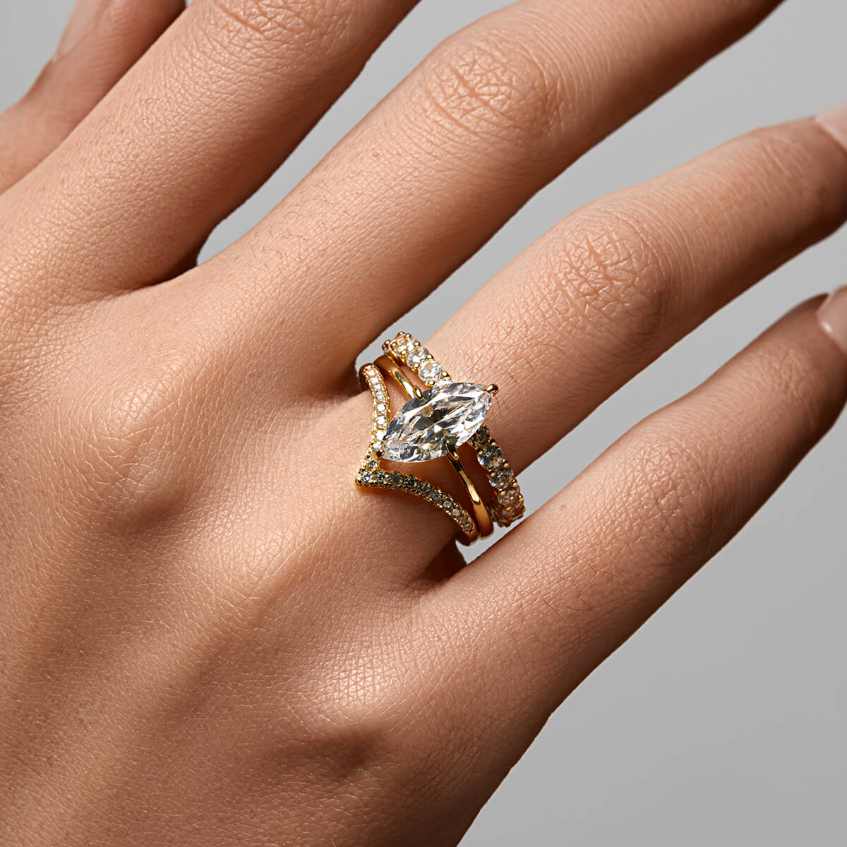 Pavé Wishbone V | Stacking Ring