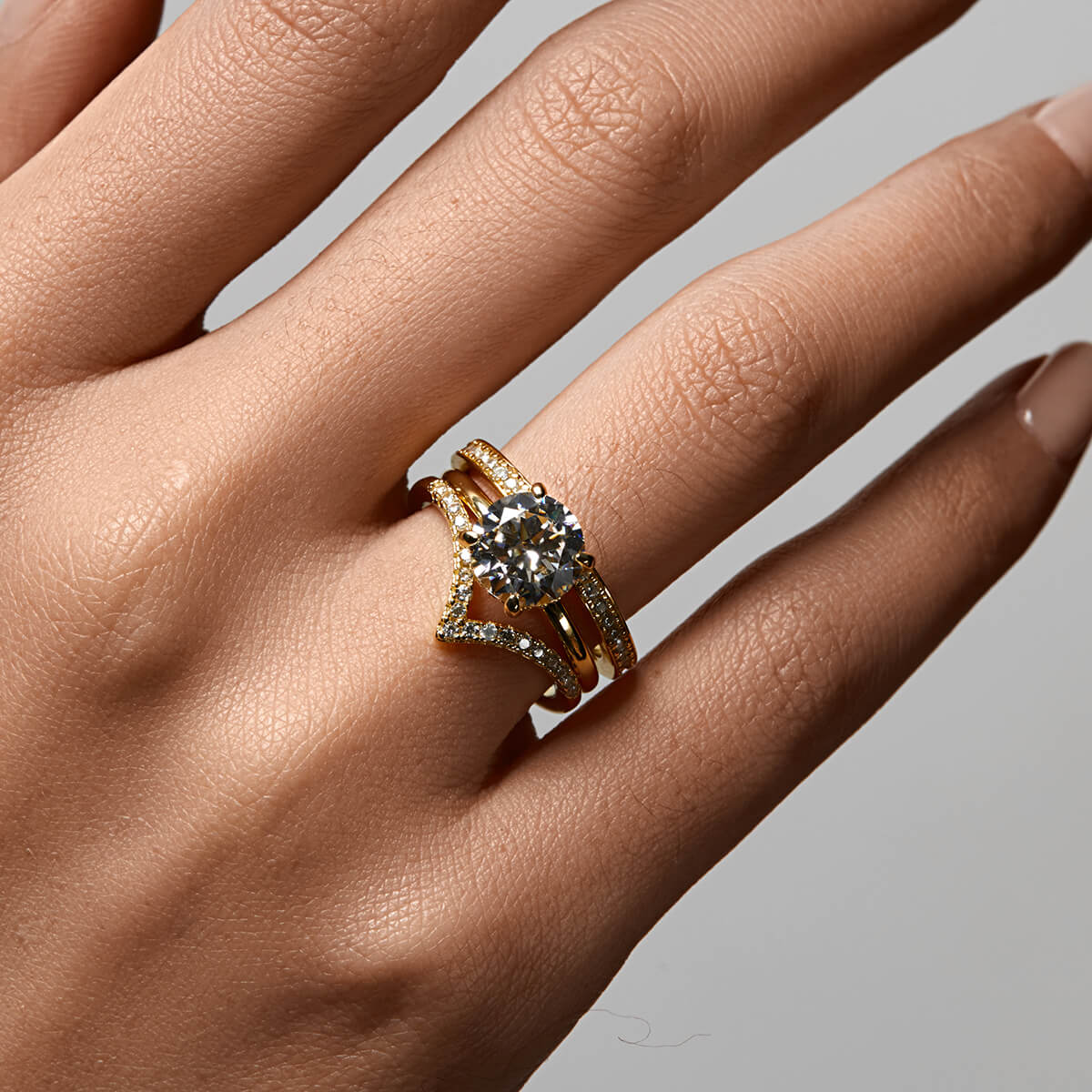 Pavé Wishbone V | Stacking Ring