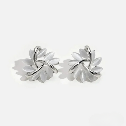 Elegant and Exquisite Opal Petal Circle Stud Earrings in Gold