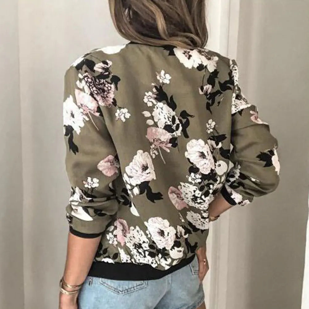 Hazel Floral Bomber Jacket – Lightweight Trendy Sporty Elegance
