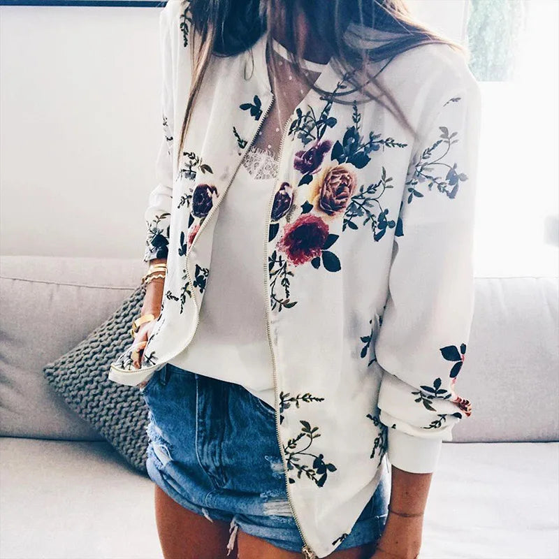 Hazel Floral Bomber Jacket – Lightweight Trendy Sporty Elegance