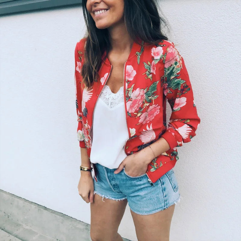 Hazel Floral Bomber Jacket – Lightweight Trendy Sporty Elegance
