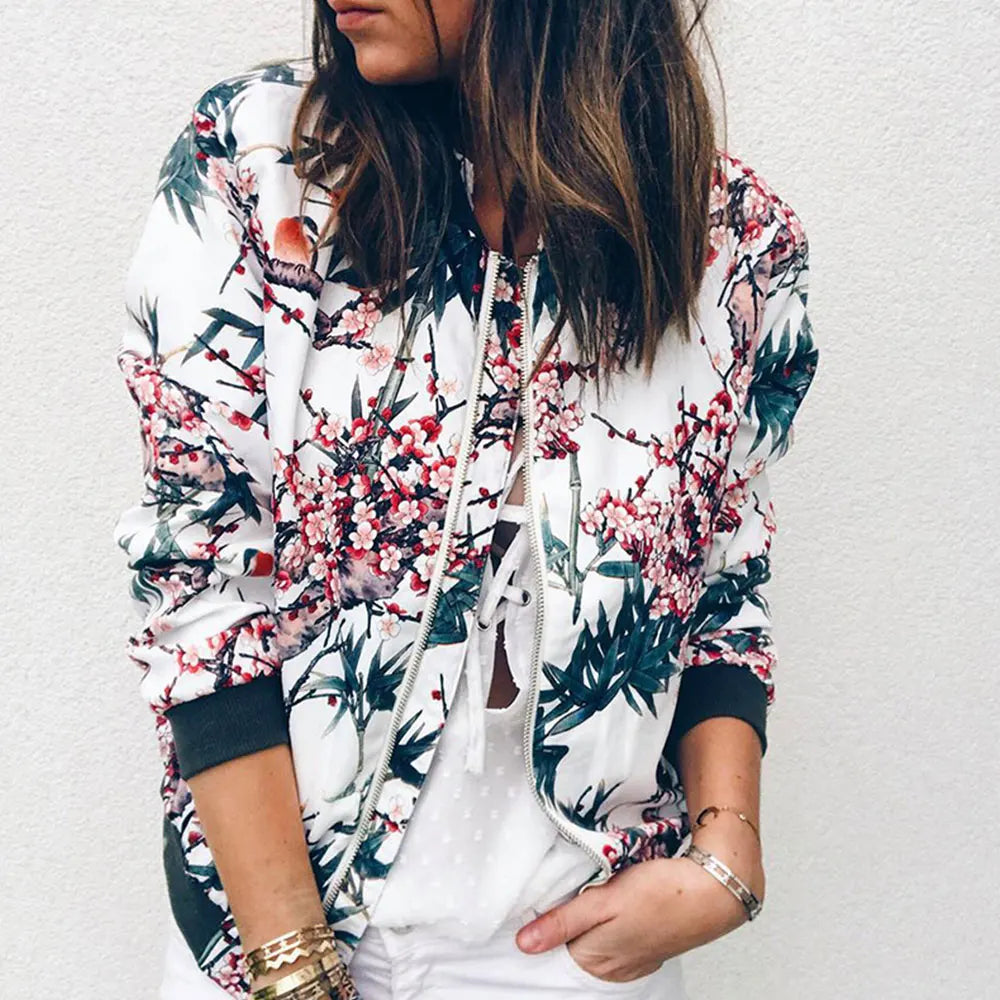 Hazel Floral Bomber Jacket – Lightweight Trendy Sporty Elegance