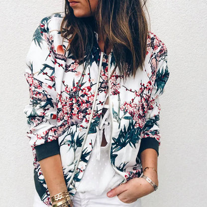 Hazel Floral Bomber Jacket – Lightweight Trendy Sporty Elegance