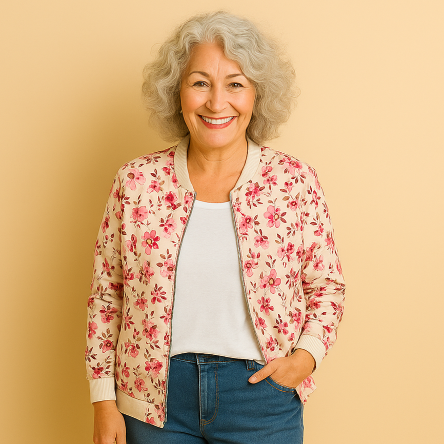 Hazel Floral Bomber Jacket – Lightweight Trendy Sporty Elegance