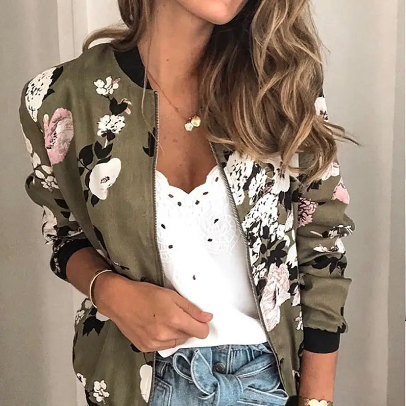 Hazel Floral Bomber Jacket – Lightweight Trendy Sporty Elegance
