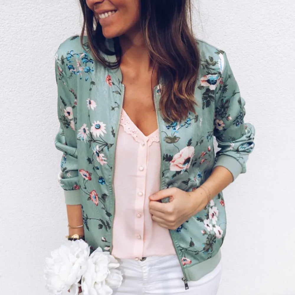 Hazel Floral Bomber Jacket – Lightweight Trendy Sporty Elegance