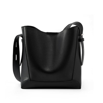 Genuine Leather Oversized Bucket Bag – Crossbody & Shoulder Style