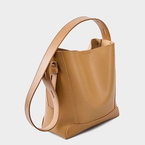 Genuine Leather Oversized Bucket Bag – Crossbody & Shoulder Style