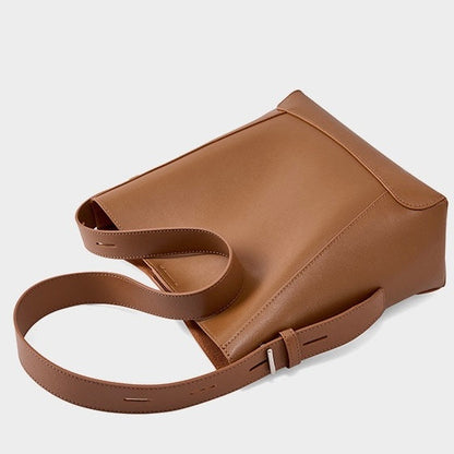 Genuine Leather Oversized Bucket Bag – Crossbody & Shoulder Style
