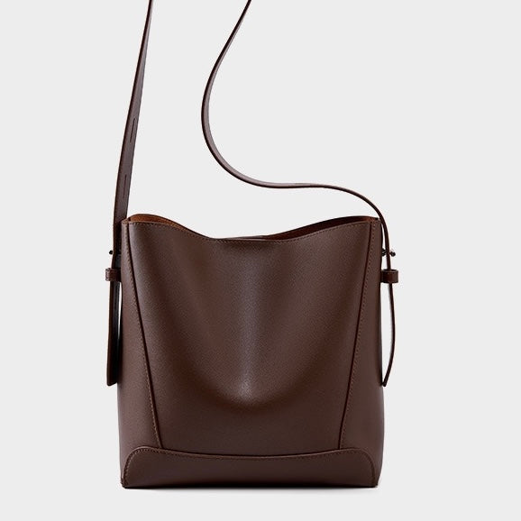 Genuine Leather Oversized Bucket Bag – Crossbody & Shoulder Style