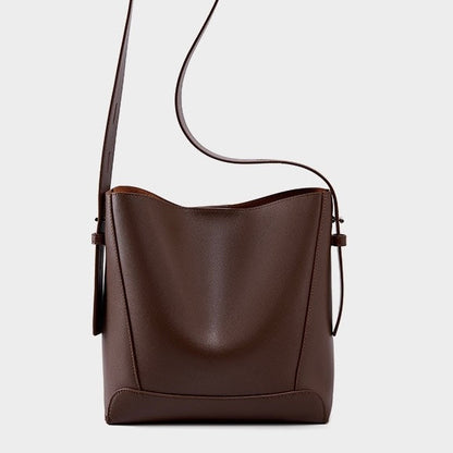 Genuine Leather Oversized Bucket Bag – Crossbody & Shoulder Style