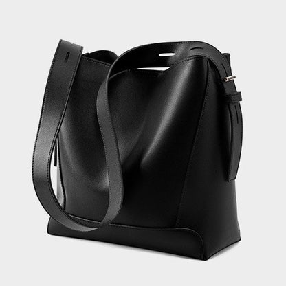 Genuine Leather Oversized Bucket Bag – Crossbody & Shoulder Style