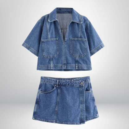 Lynor™ | V-Neck Denim Set