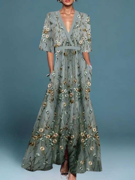 Michela™ | Elegant Long Floral Dress