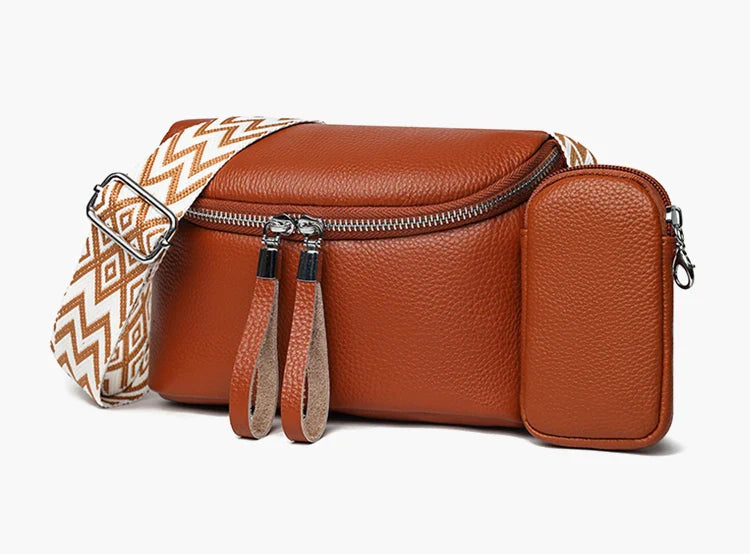Nina Refined Leather Shoulder Bag with Adjustable Strap