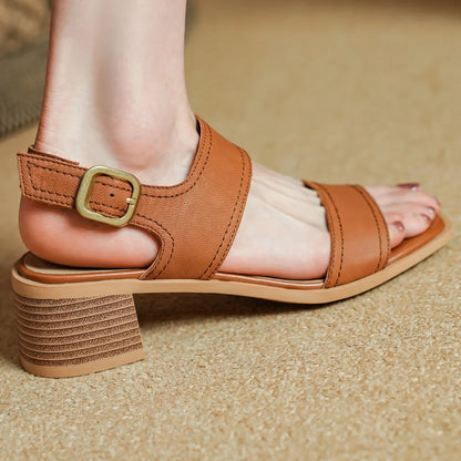 Genuine Leather Narrow Band Sandals