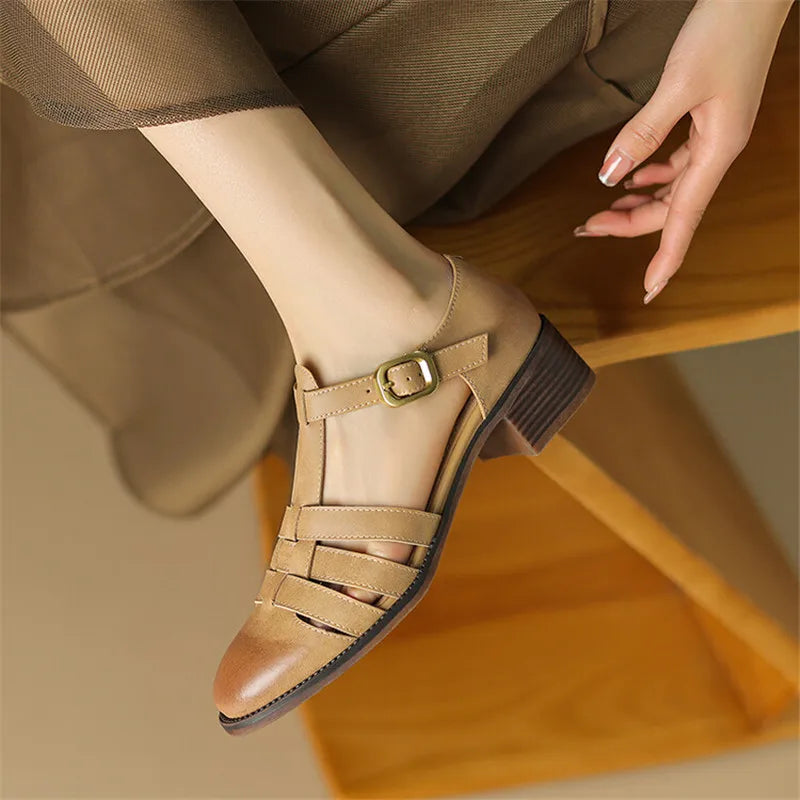 Chunky Heel Round Toe Sandals
