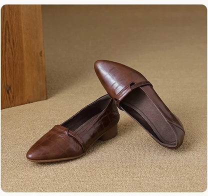 French Shallow Pointed Toe Loafers
