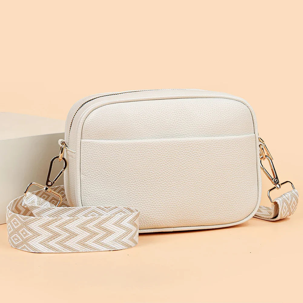 Elegant Refined Leather Shoulder Bag with Adjustable Strap