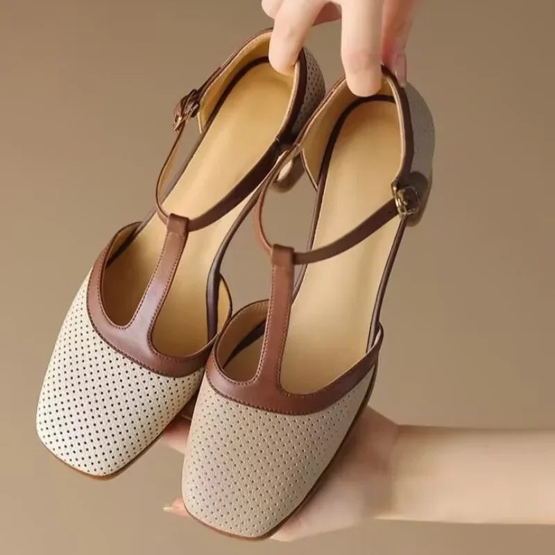 Mid Heel Square Head Shoes