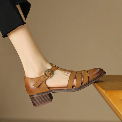 Chunky Heel Round Toe Sandals