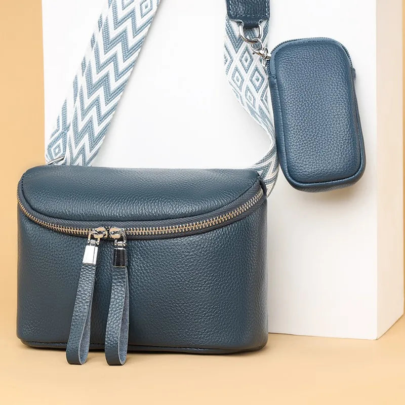 Nina Refined Leather Shoulder Bag with Adjustable Strap