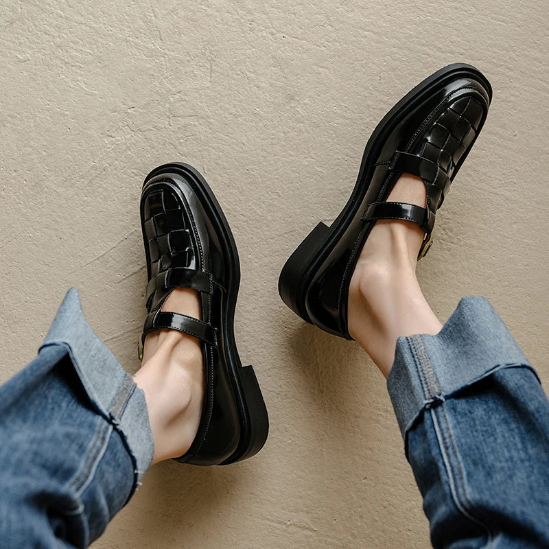 Genuine Leather Retro Flats