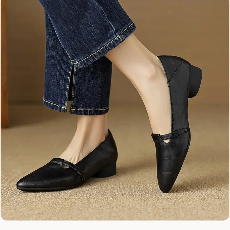 French Shallow Pointed Toe Loafers