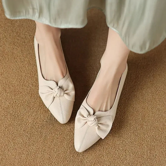 Low Heel Elegant Chunky Heels Pointed Toe Moccasins