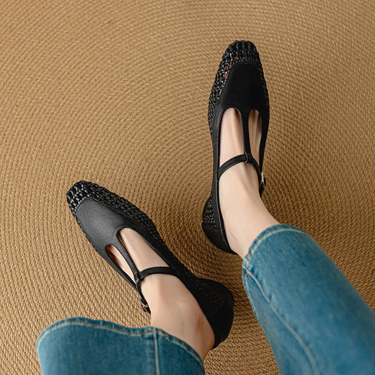Square Toe Buckle Strap Mary Janes