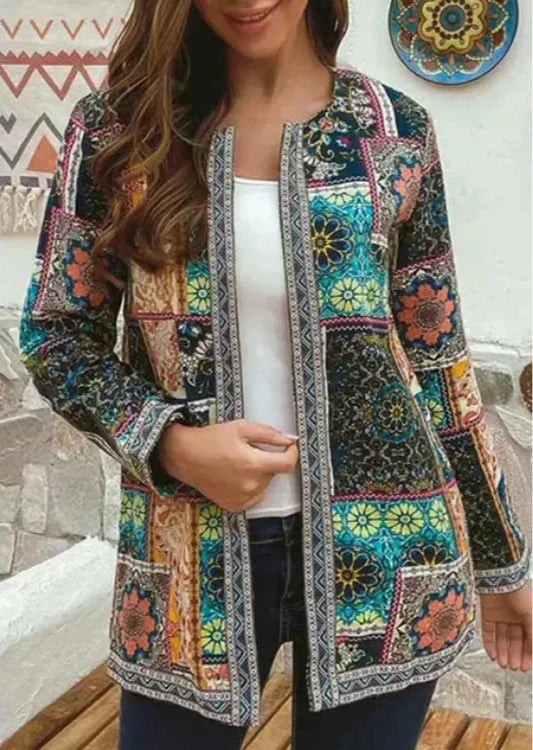 Mailyn Women's Bohemian Patchwork Lightweight Colourful Fashionable Jacket